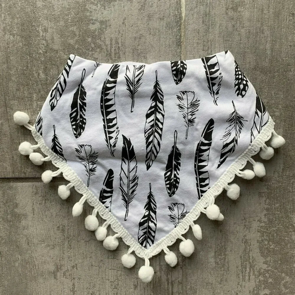 Baby Burp Cloth Drool Teething Bib Newborn Scarf Bandana Tassel NEW Feather Boho